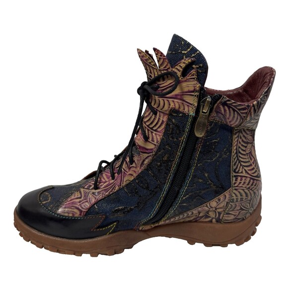 L’Artiste by Spring Step Ileana Boots EU 40 US 9.5 Multicolor Leather Lace Up An - Picture 5 of 12